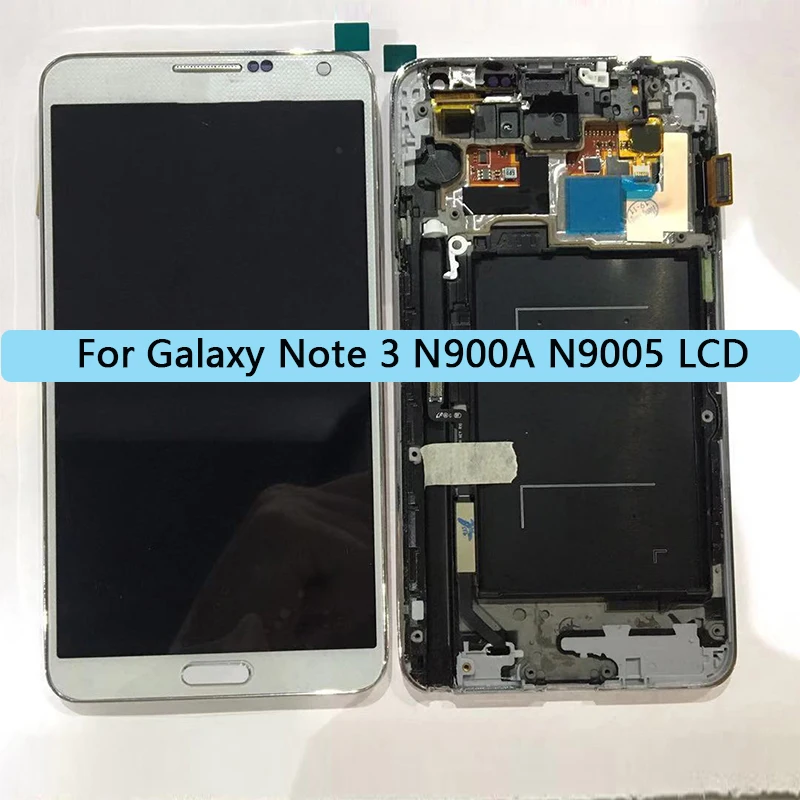N900A Pre Samsung Poznámku 3 N9005 Dotykový LCD Displej Digitalizátorom. Montáž Pre Galaxy Note 3 N900A N9005 LCD S Rámom tlačidlo