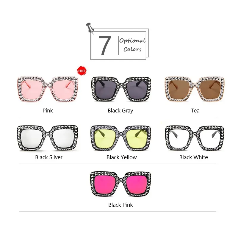 Nadrozmerná Retro slnečné Okuliare Drahokamu Luxusné Značky Dizajnér Slnečné okuliare pre Ženy Námestie Odtiene Ženy Módne slnečné Okuliare UV400