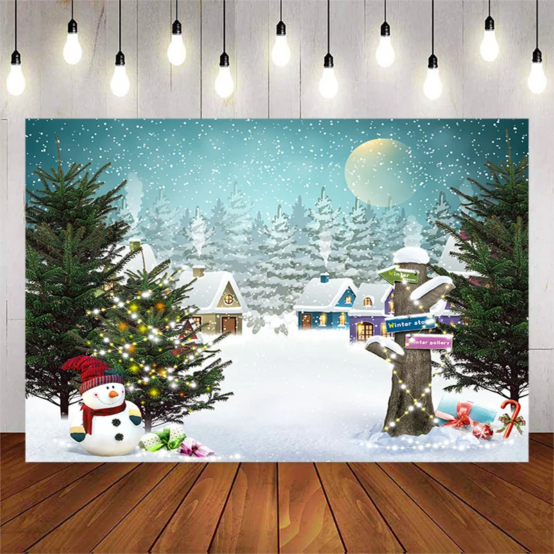 NeoBack Vianočné Snehuliak Pozadie Drevený Dom Snowflake Fairy Foto Pozadie Jungle Vianočný Stromček Fotografie Pozadia