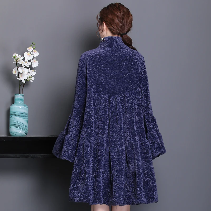 Nerazzurri Luxusné dráhu, umelú kožušinu kabát žien na plný sukne svetlice rukáv Načechraný faux shearling bunda Plus veľkosť vrchné oblečenie 5xl 6xl