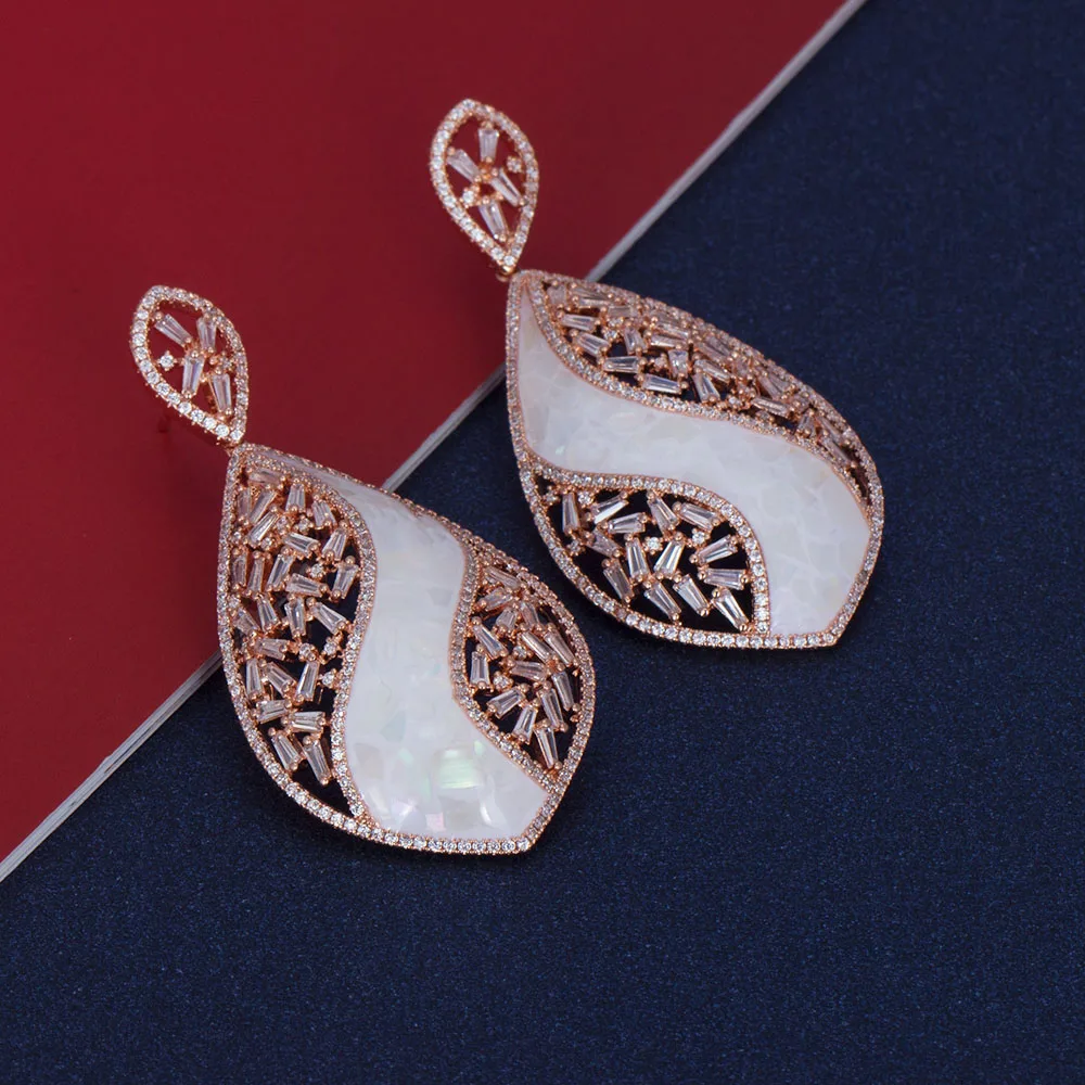 Nevesta Hovoriť Dubaj Svadobné Luxusné Náušnice Šperky Pre Svadobné Zapojenie Strana Latríny Visieť Ženy Náušnice Cubic Zirconia