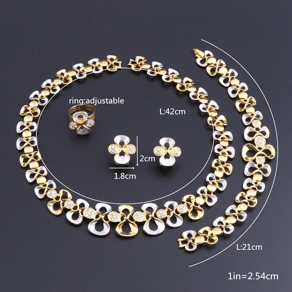 Nigérijský Perličiek Dubaj Kvetinové Šperky Sady Pre Ženy, Svadobné Afriky Korálky Šperky Set Náhrdelníky Náušnice, Náramok, Prsteň Šperk