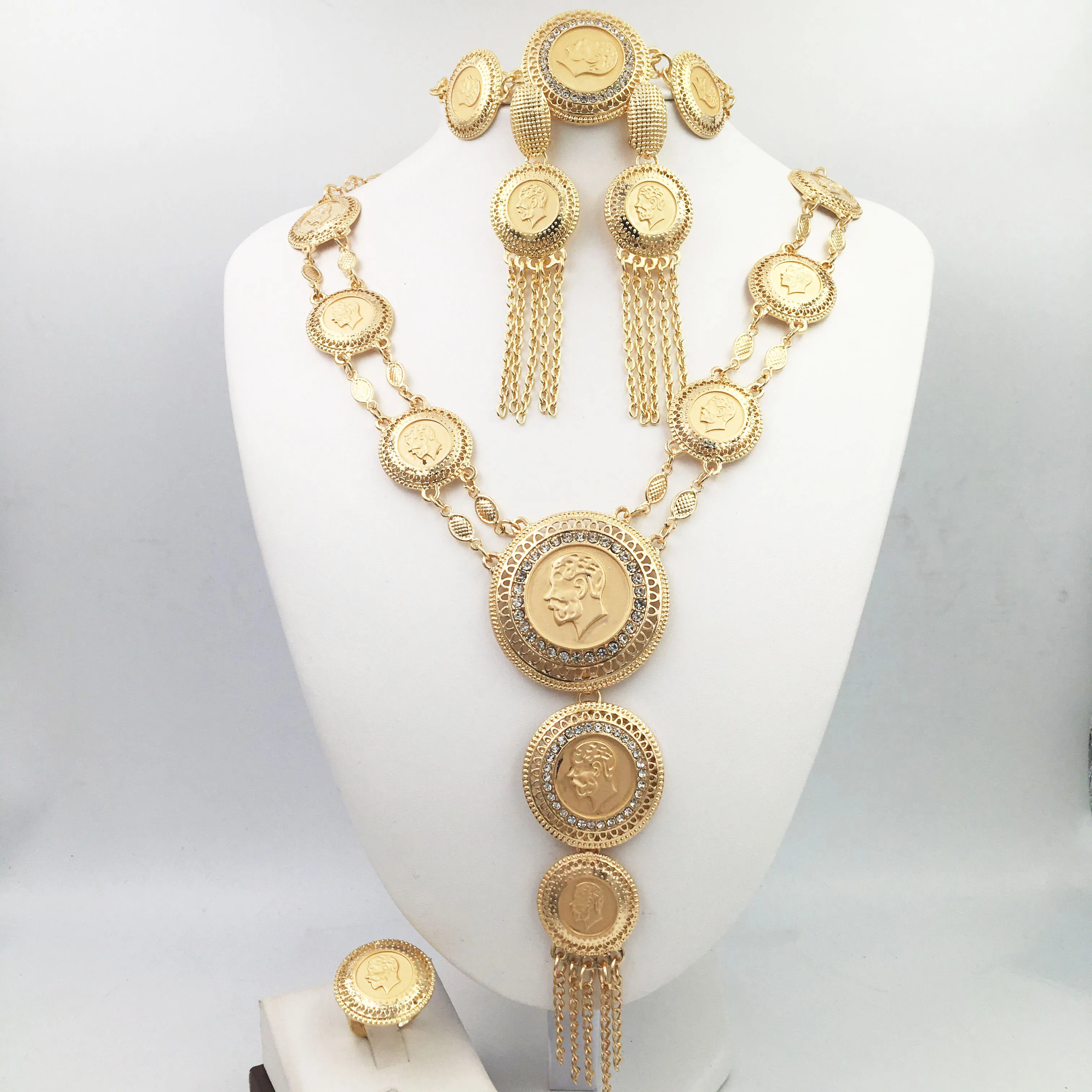 Nigérijský Svadobné Afriky Korálky Sady Šperkov Crystal Fashion Dubaj Zlaté Šperky Sady Pre Ženy Kostýmy náušnice, náhrdelník