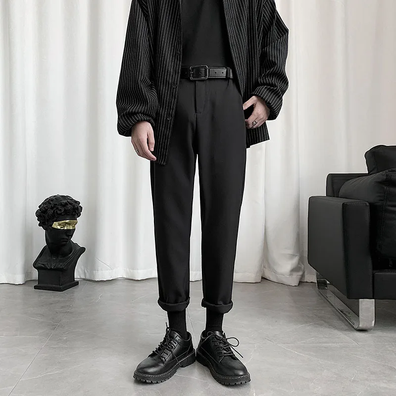 Nohavice Mužov Black Plus Veľkosť 3XL Štíhly Členok-dĺžka Denne BF Pohode Harajuku Elegantné Doplnky, Módne Neforemné Jeseň kórejský Štýl Retro Streetwear