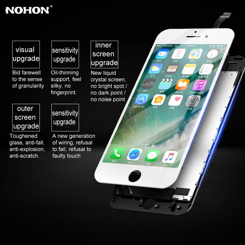 NOHON LCD Displej Dotykový Displej Digitalizátorom. Montáž Pre iPhone 6 6 7 Výmena s 3D Sily Lcd Panel + Bezplatnú Opravu Nástrojov