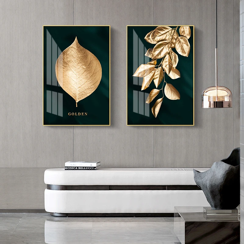 Nordic Minimalistický Ctyle Čierne Zlato Listy Umelecké Plátno na Maľovanie na Stenu Plagát Obývacej Izby, Dekorácie, Maliarstvo, pre Home Decor