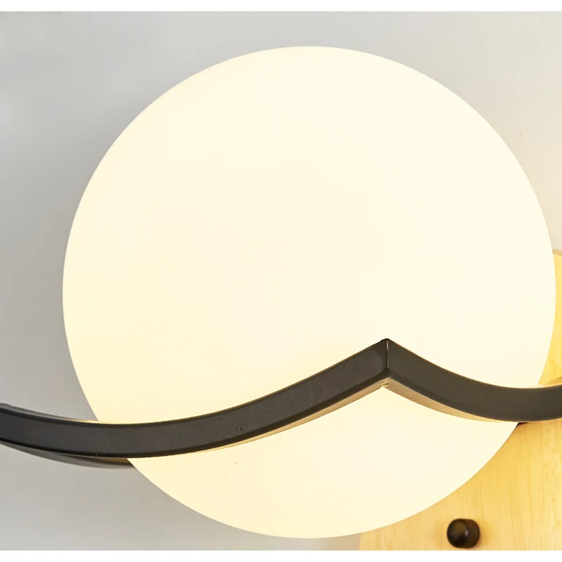 Nordic Modernej Jednoduchosti Nástenné svietidlá LED E27 Svetelný Luxusné Drevo, Železo Loptu Sklo Balkón Nástenné svietidlo pre Spálne Posteli Obývacia izba