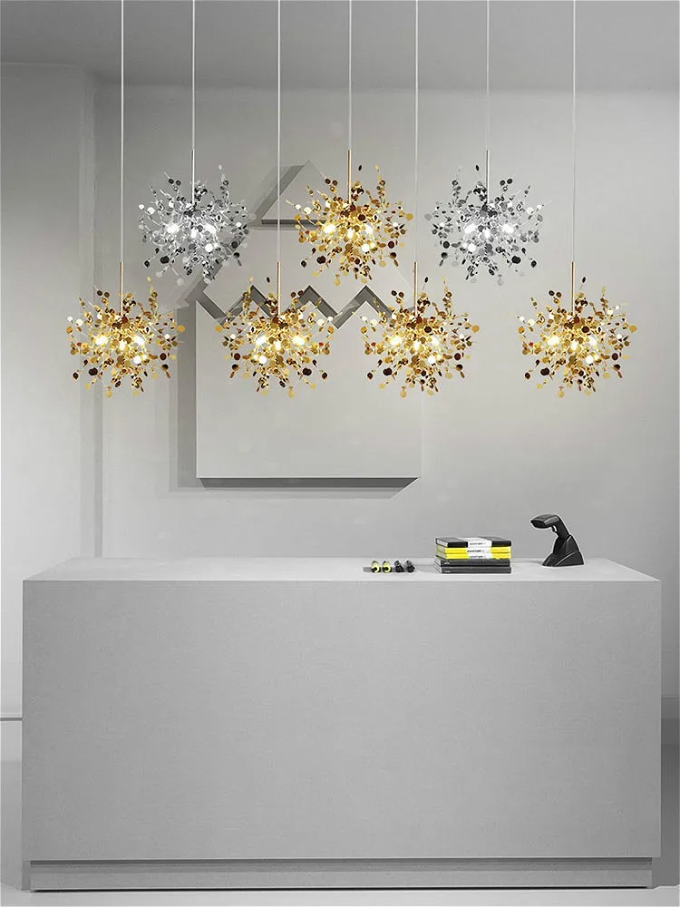 Nordic moderné osobnosti nerez chrome leaf LED luster obývacia izba bar lampa stolná lampa jedáleň luster
