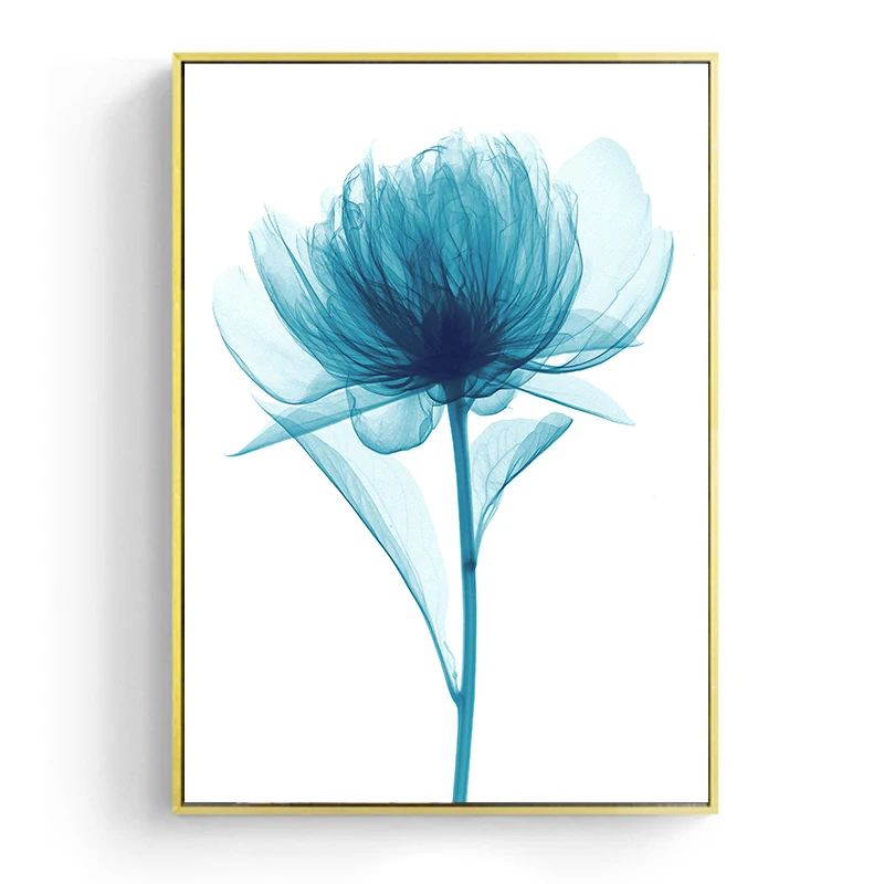 Nordic Plátno na Maľovanie Kvetov, Plagát, Modrá Kvetinový Wall Art Print pre Moderné Obývacia Izba Obrázky Spálne Dekorácie
