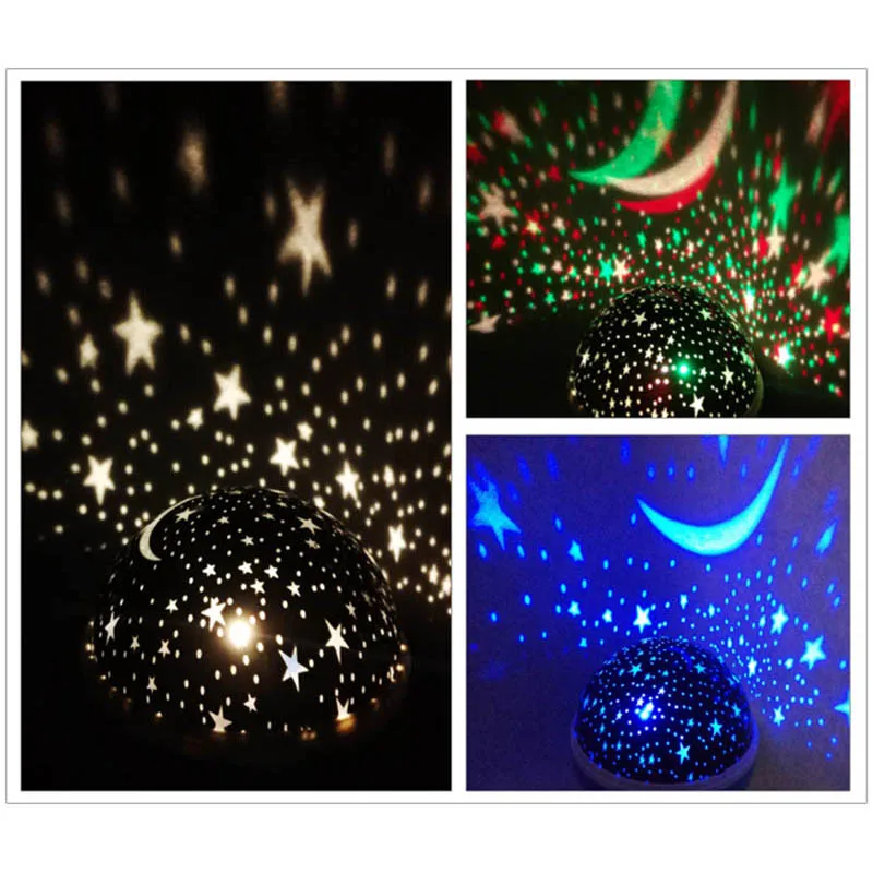 Novinka LED Rotujúce Hviezdy Projektor Osvetlenie Mesiac Hviezdne Nebo Deti Baby Nočný Spánok Ľahká Batéria Núdzové Projekčnej Lampy