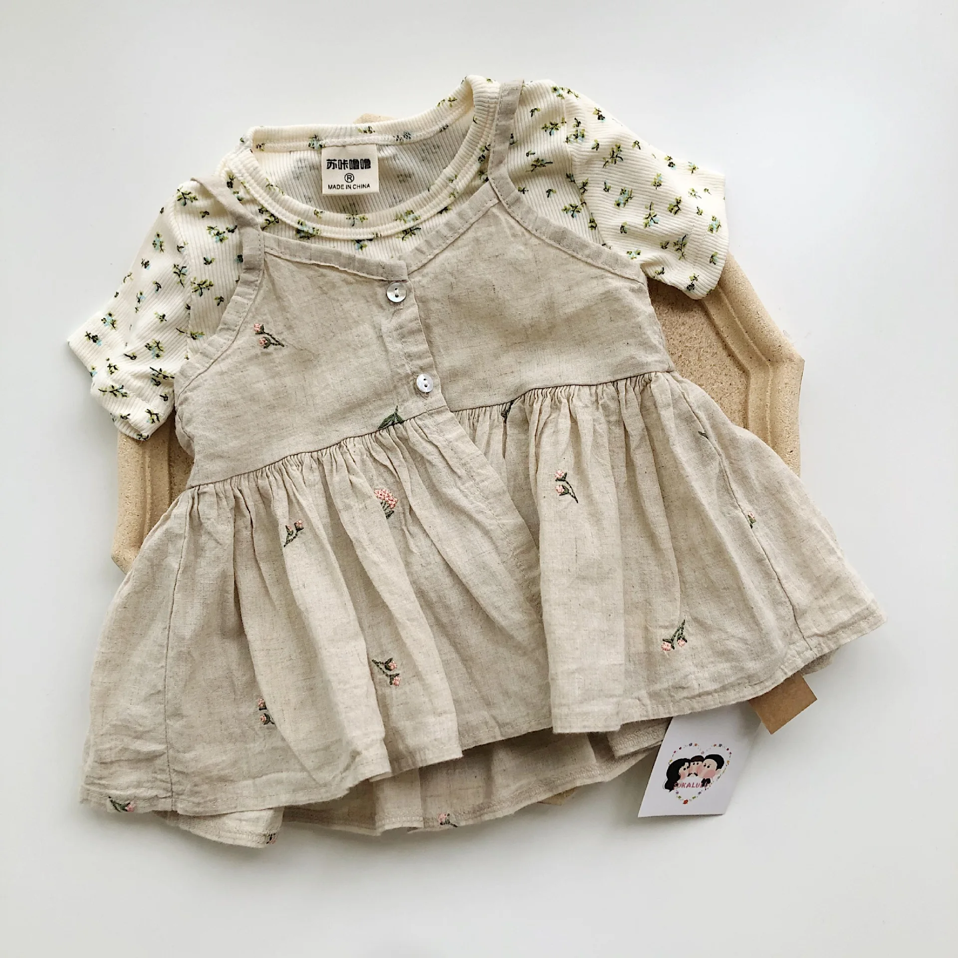 Novonarodené Dievčatká Romper Letné Detské Oblečenie Nastaviť Vyšívané Batoľa Oblečenie Set Pre Šaty A Potápačské Dieťa Šaty Oblečenie