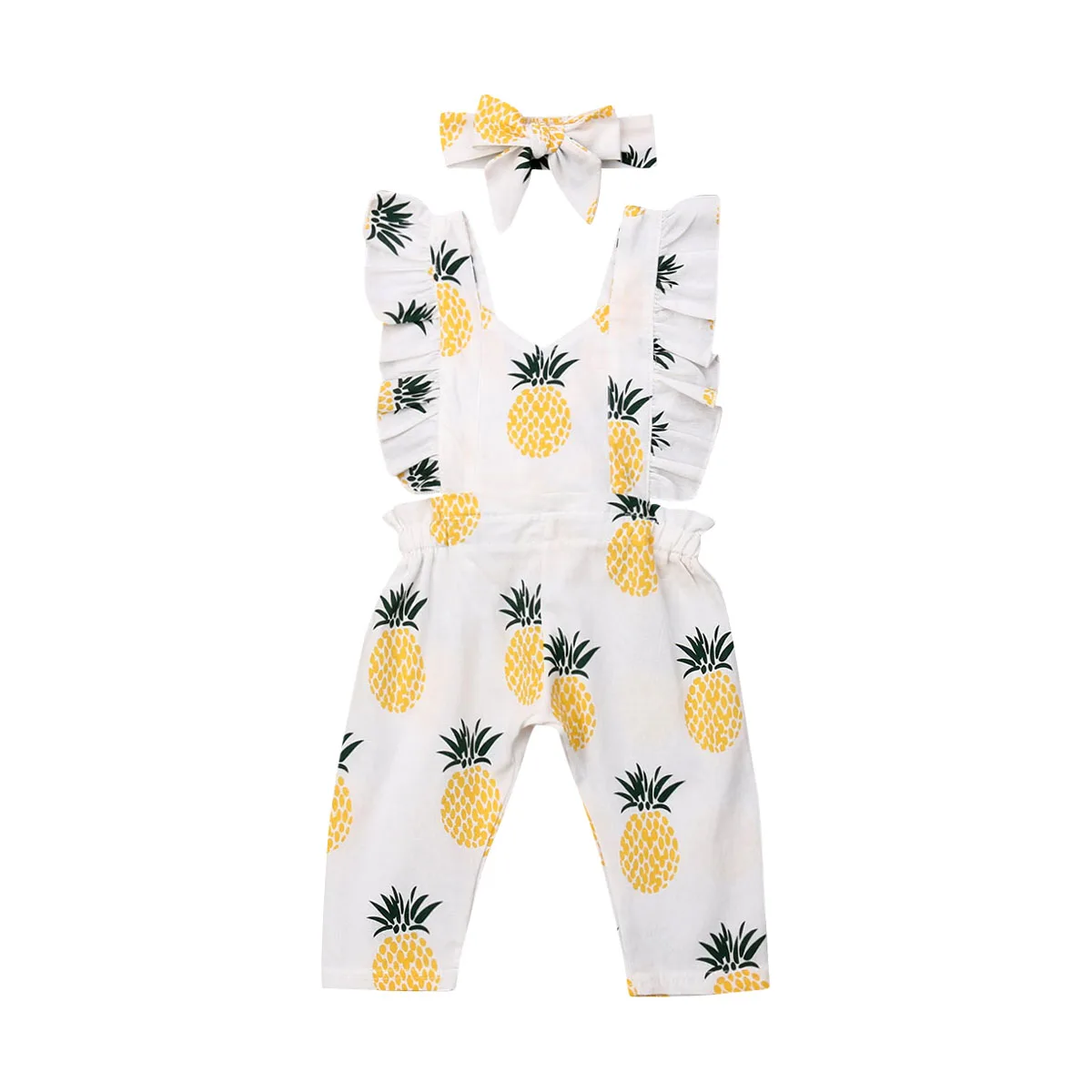 Novorodenca Dievča Chlapci 0-24M, banány, Ananás, Potápačské Oblečenie Prehrabať Rukáv Žltá Jumpsuit hlavový most Dovolenku Oblečenie Set