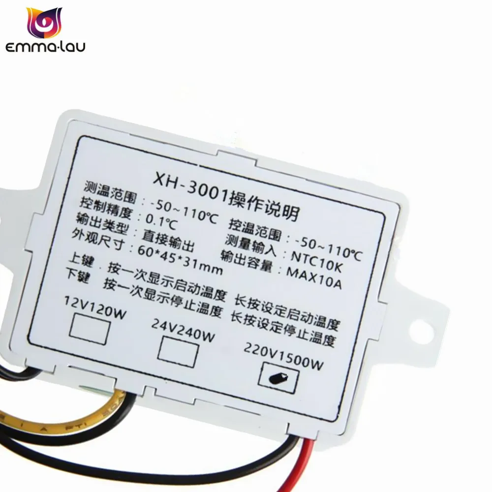 Nová 220V 10A Digitálny LED Regulátor Teploty XH-W3001 Chladenie Kúrenie Termostat Prepínač S NTC Sonda