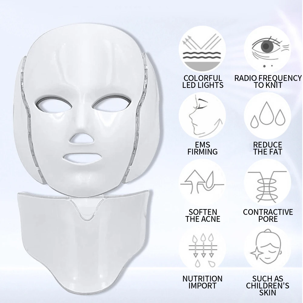 Nová 7 Farieb Svetla LED Tváre Fotón Terapia Beauty Stroj S Krku Omladenie Pokožky Tváre Starostlivosť Proti Akné Zubov Nástroja