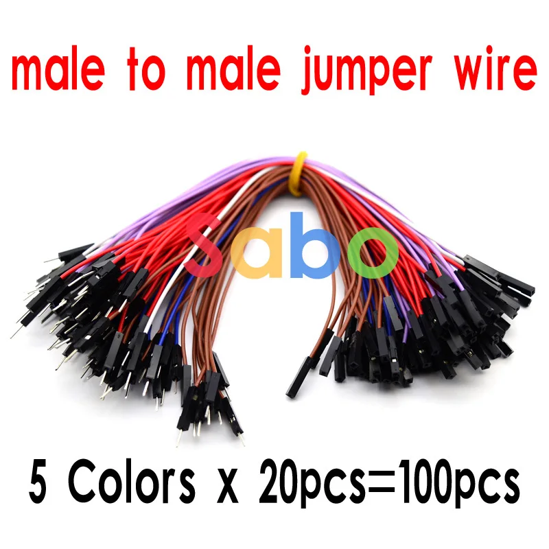 Nové 100ks = 5 Farieb x 20pcs na 1p 1p 20 cm samíc a samcov jumper drôt Zmiešané farby Dupont kábel pre Breadboard