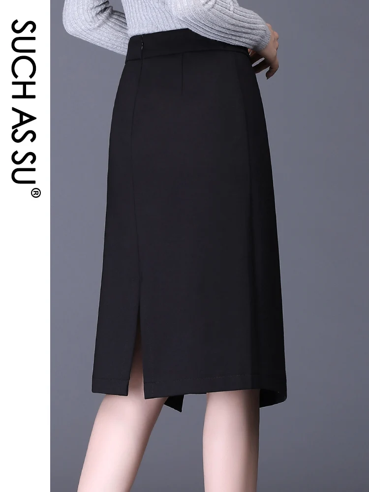 Nové 2019 Jeseň Zima kórejský Nepravidelný Sukne Dámske Čierne Stožiare, Pliesť Sukne S-3XL Plus Veľkosť Žena Slim Asymetrie Sukne