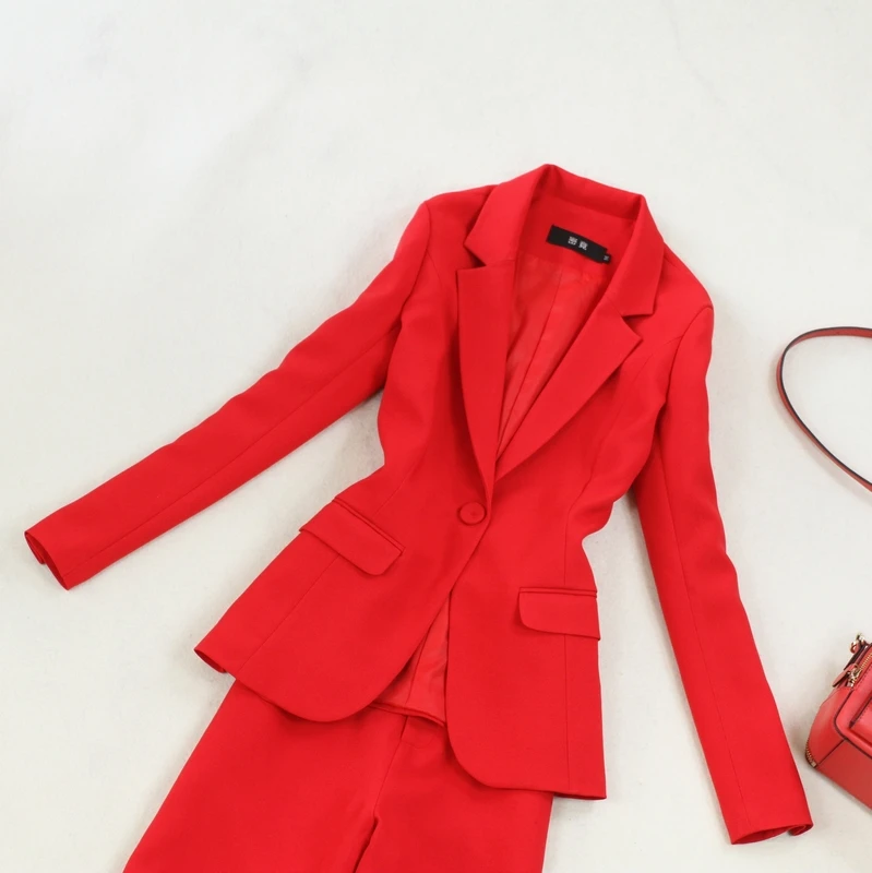 Nové 2019 modré červené nohavice obleky pre svadby dámske oblekoch, ženy nohavicové kostýmy dámske Sako Vyhovuje Office Lady Sady