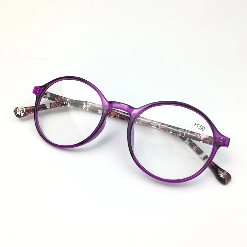 Nové 2020 dámske okuliare na Čítanie 6805 fialová Kolo Veľký rámik Ďalekozrakosť okuliare Dať babička darček +125 +225..+400