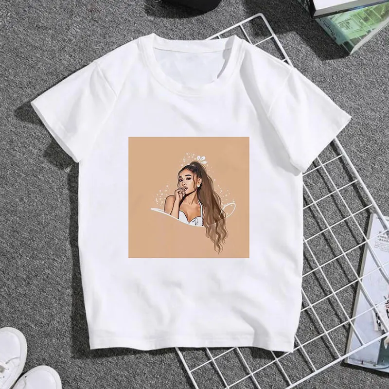 Nové Dievčenské Oblečenie Cartoon Ariana Grande Pohode Kawaii T Shirt Dievča Ležérne Módne Posádky Krku Deti Tričko Krátky Rukáv Chlapci Tshirts