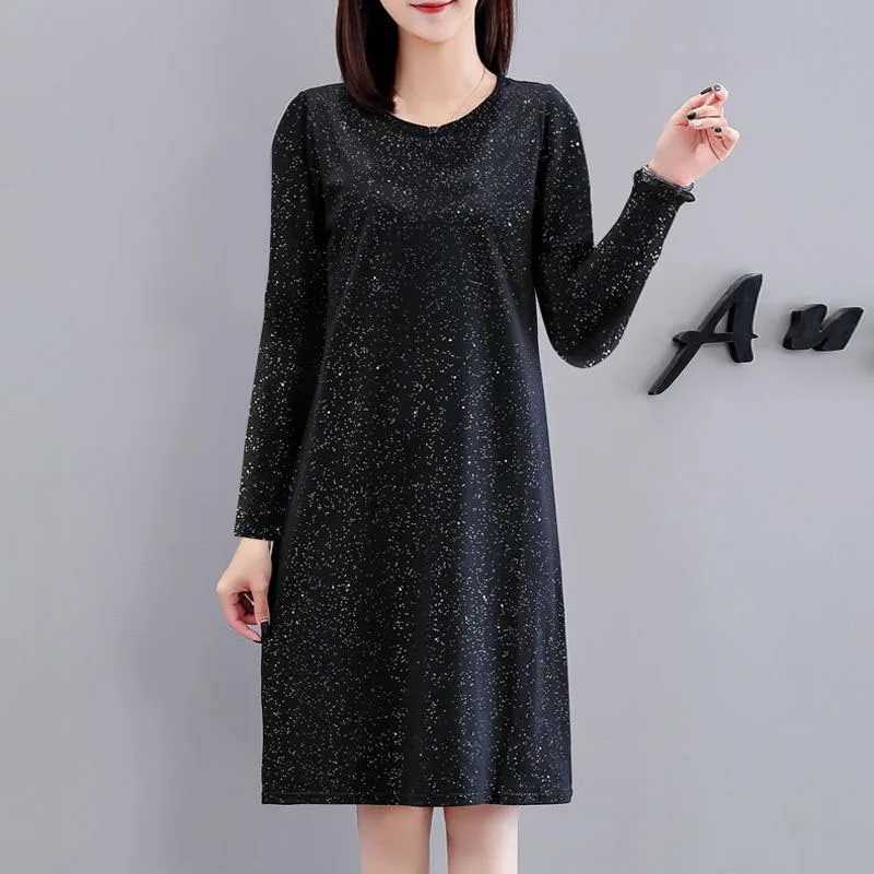 Nové dámske sexy čierne šaty s dlhým rukávom šaty-line šaty strany elegantné o-neck fashion šaty SS772