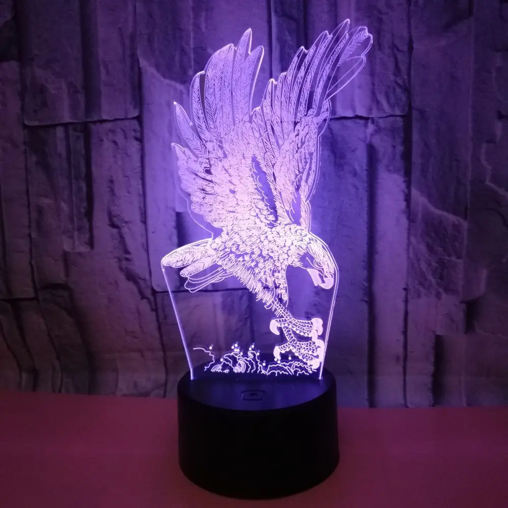 Nové Eagle 7color 3d Led Lampa Postupné Vizuálnej Ilúzie, stolná Lampa Pre Spálne Dotykové Diaľkové Ovládanie stolná Lampa