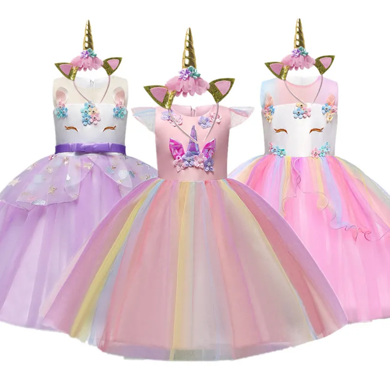 Nové Jednorožec Šaty Deti Šaty Pre Dievčatá Elegantné Princezná Strany, Plesové Šaty, Šaty Deti Baby Girl Kostým Fantasia Infantil
