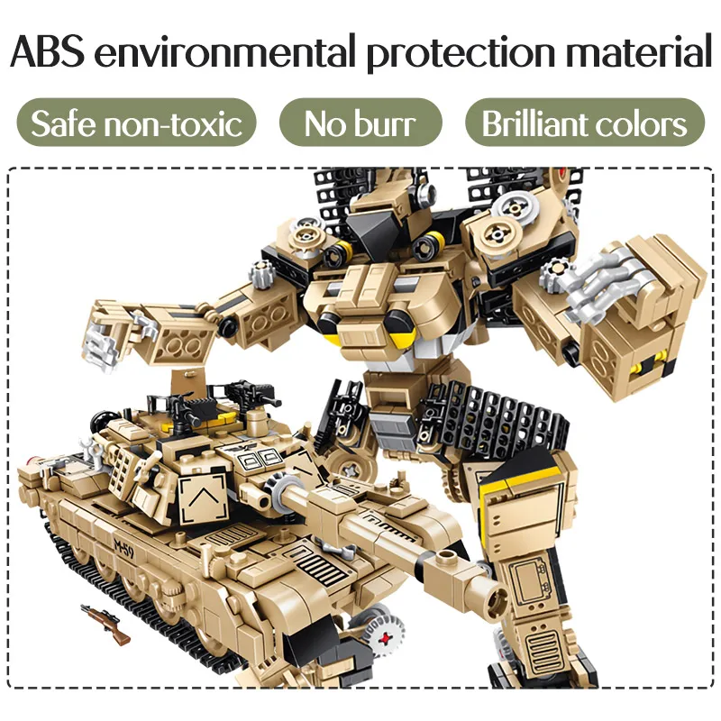 NOVÉ M1A2 Abrams Hlavný Bojový Tank Deformácie Robot Tehly, Stavebné Bloky, Hračky pre Deti Vojenské WW2 Série