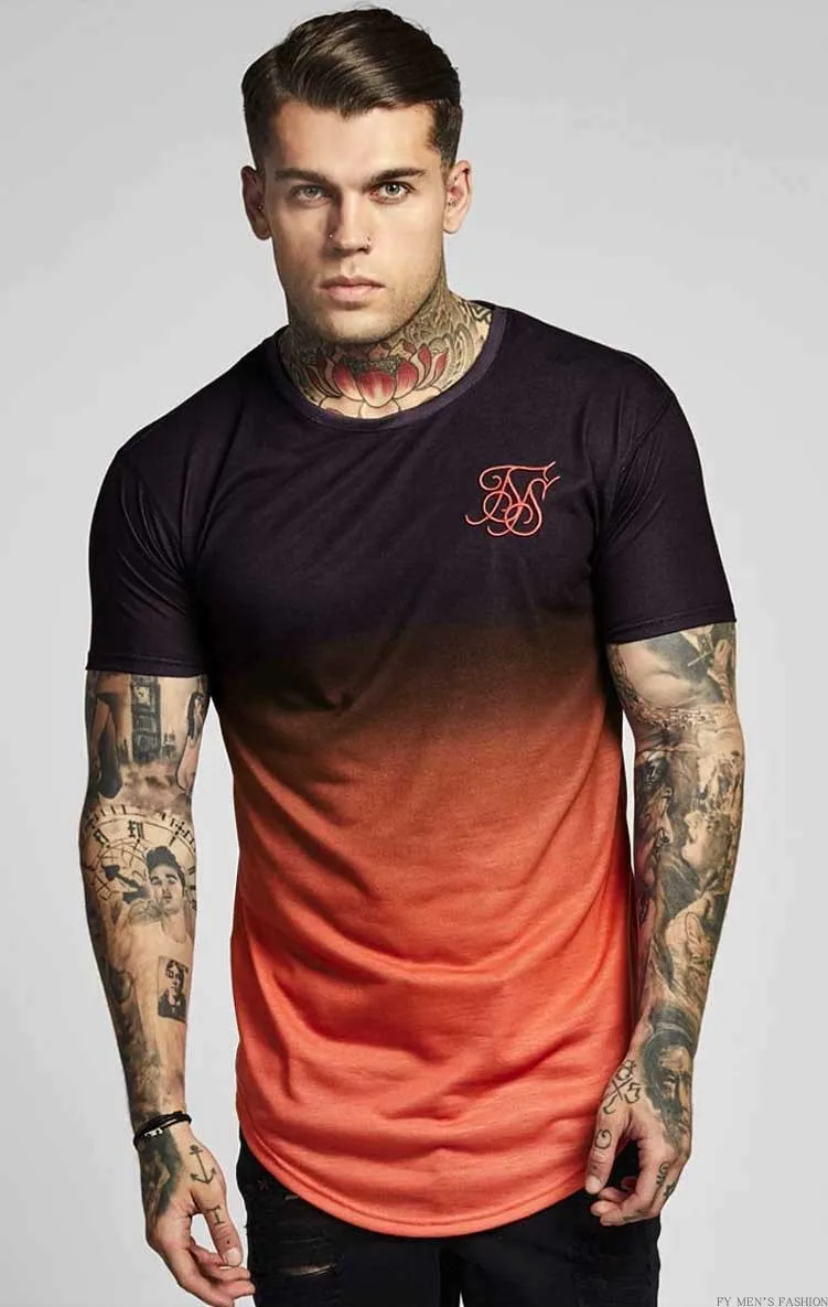 Nové Módne pánske Bežné tričká Krátky Rukáv Gradient siksilk O-neck T-shirt pre Mužov Oblečenie 2019 Značky T tričko