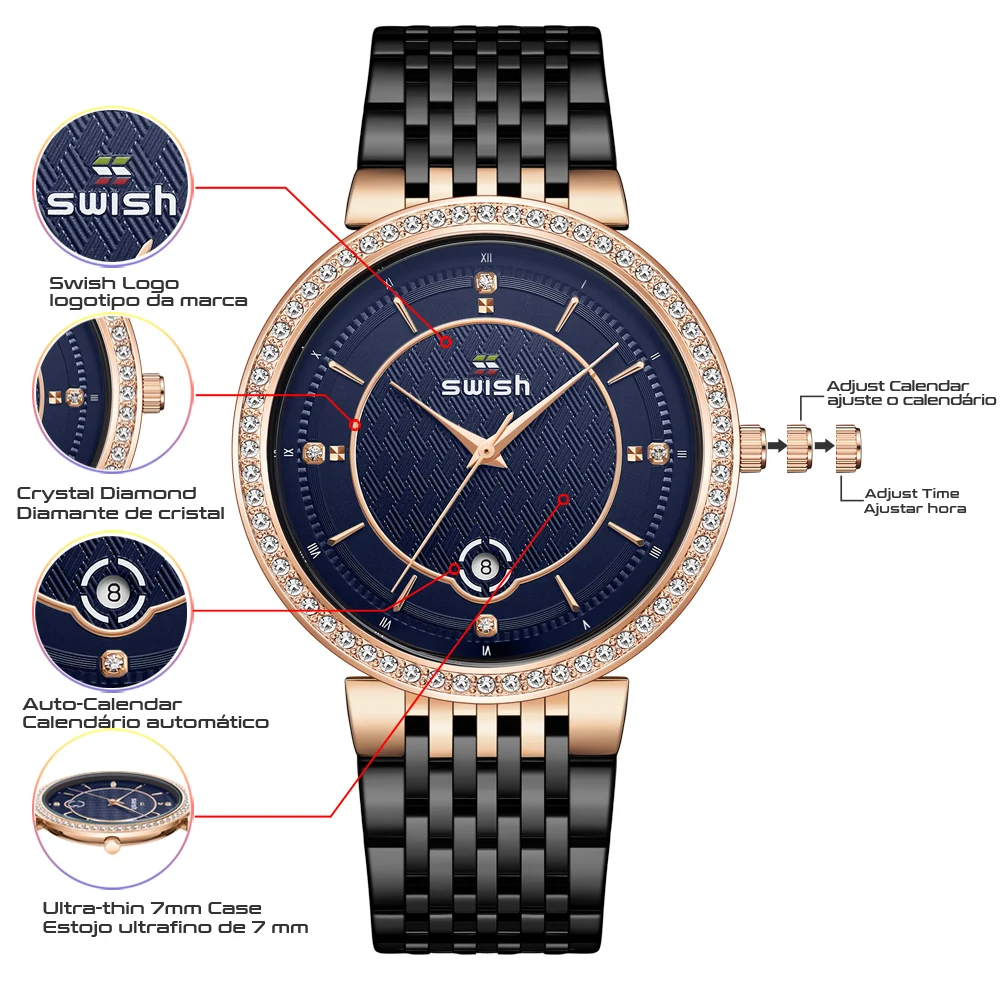 Nové Módne Ultra-tenké Quartz Hodinky Mužov Top Značky Luxusné Drahokamu Šaty Náramkové hodinky Vodotesné Ocele Hodiny Človeka Business Reloj
