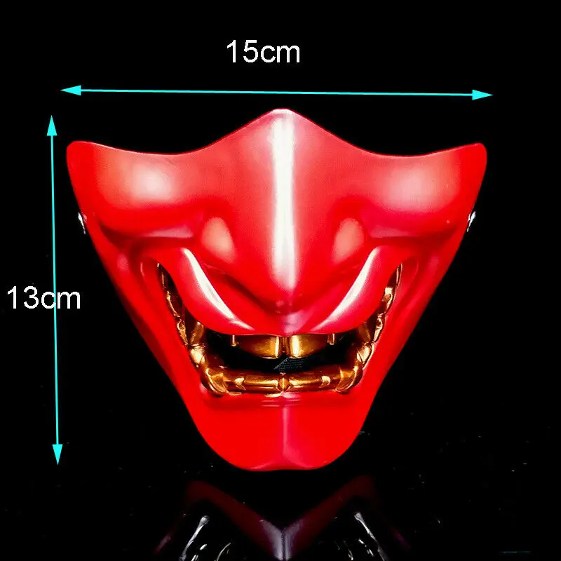 Nové Polovicu Tváre Airsoft Maska Halloween Kostým Súťaž: Cosplay Zlý Démon Monster Kabuki Samuraj Hannya Oni Pol Kryt Pradžňa Masky