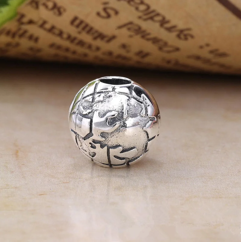 Nové Reálne 925 Sterling Silver Zátka Korálky na Mape Sveta na Zemi Klipy Charms Fit Pôvodné Pan Náramok Pre Ženy DIY Šperky Robiť