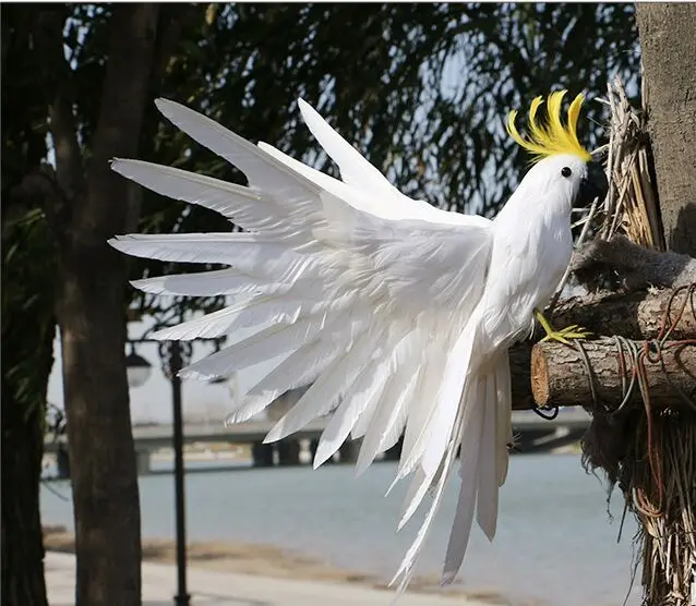 Nové simulácie biely papagáj hračka pena&kožušín krídla papagáj vták model dar, o 35x50cm 3007