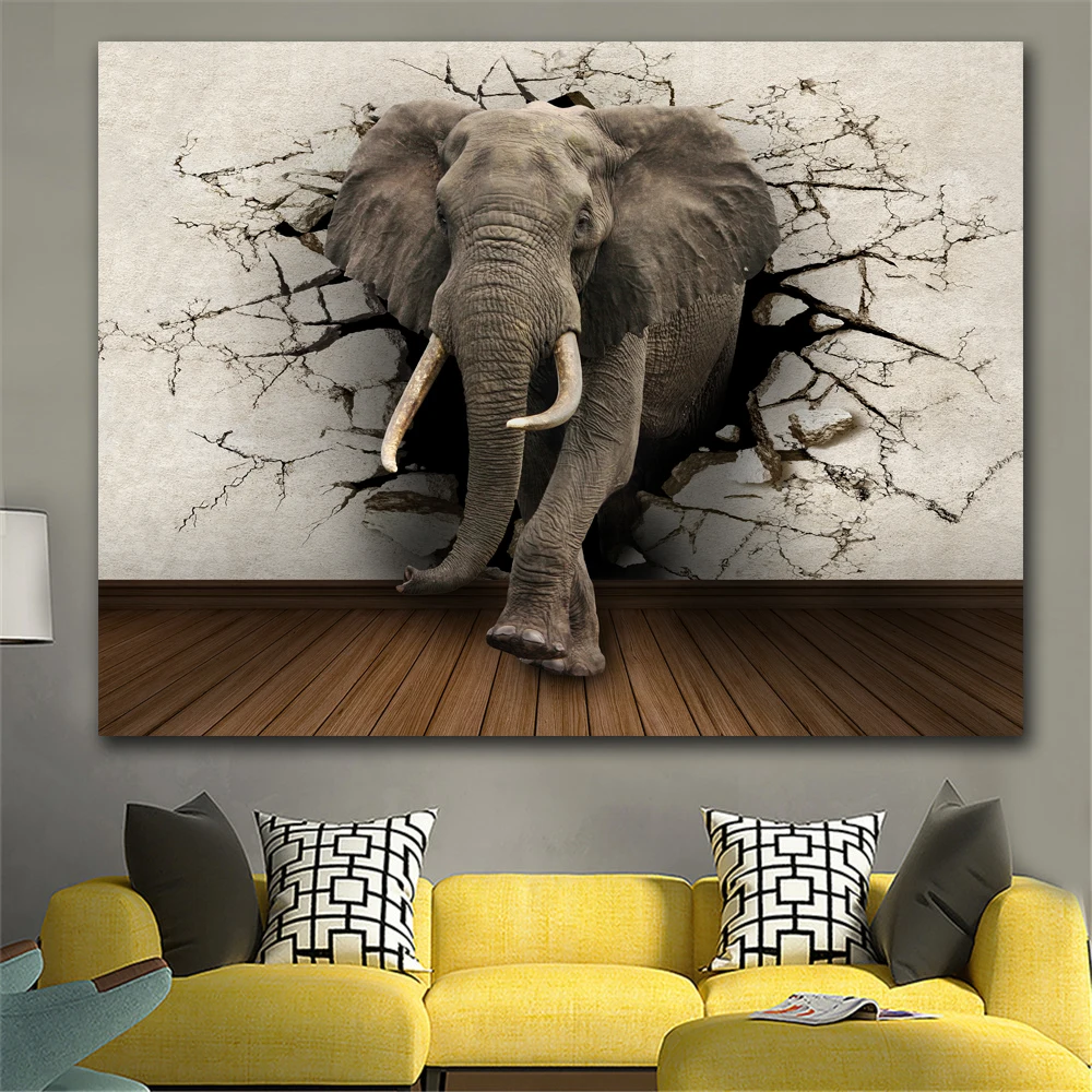 Nové Steny Výzdoba Zvierat Slony Plátno Na Maľovanie Na Stenu Umenie Plagátu A Vytlačí Umenie Pre Home Decor Č Rám Plagát, Obraz, Spálňa