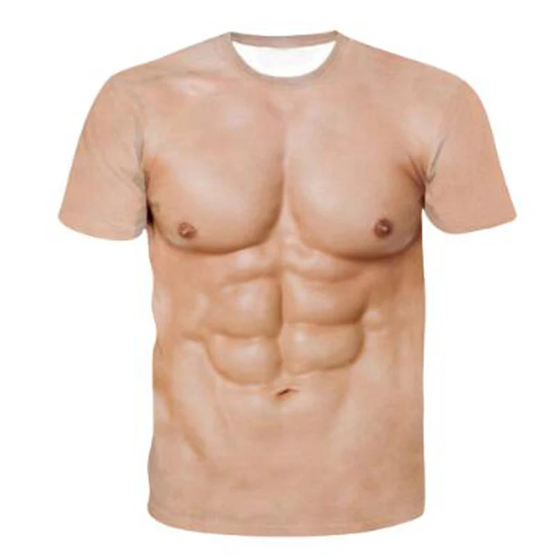 Nové svalov človeka vytlačený 3D T-shirt okrúhlym výstrihom, krátky rukáv T-shirt dámy mužov bežné dámy T-shirt topy
