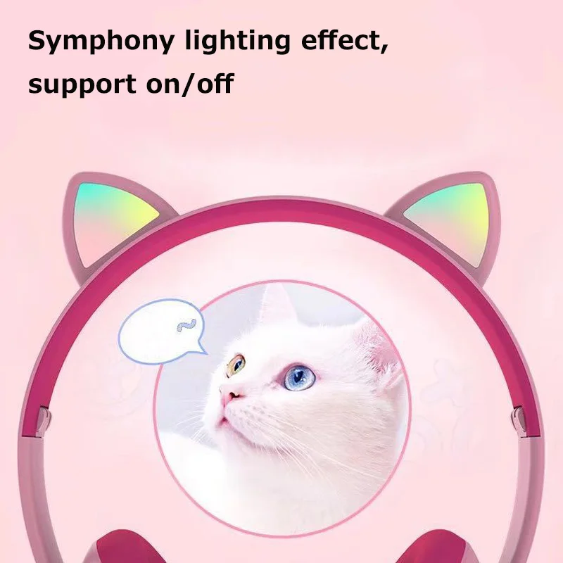 Nové uvedenie mačka ucho bezdrôtový bluetooth headset s mikrofónom LED osvetlenie herné headset roztomilý štýl headset pre deti