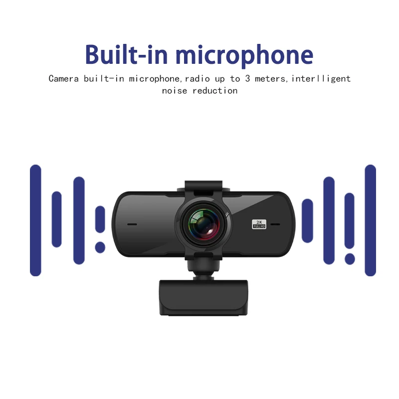 Nové Webkamery 2K Auto Focus USB Full HD Webová Kamera s Mikrofónom Cam pre Mac Prenosný Počítač Video, Live Streaming