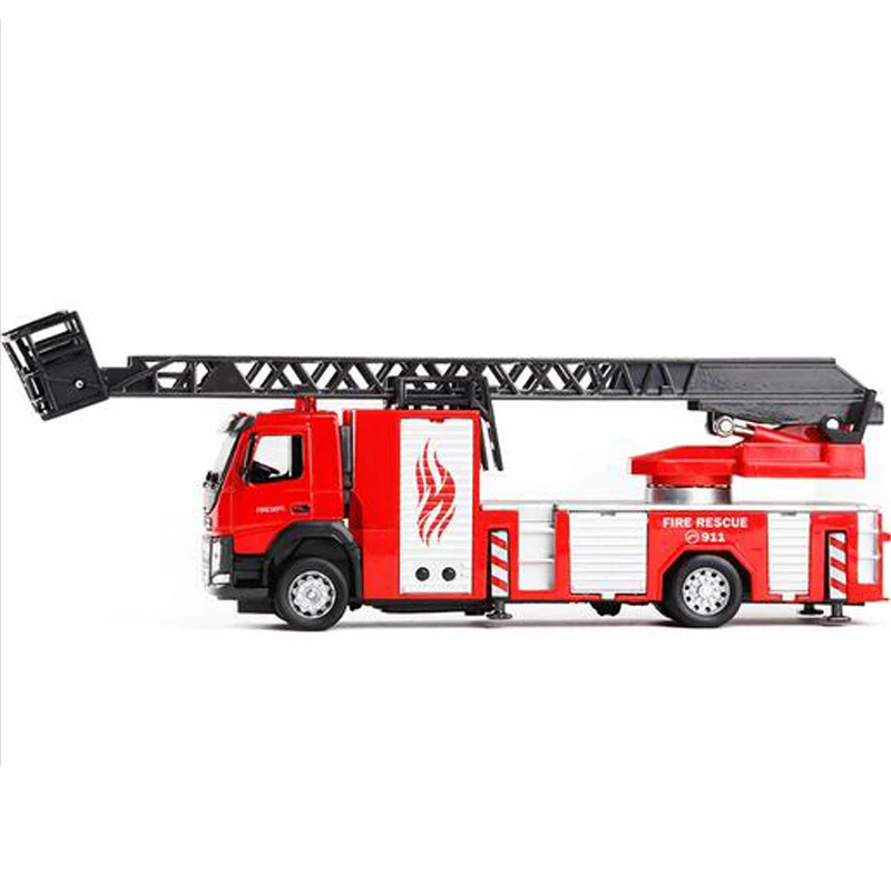 Nový 1:50 Hliníkový Rebrík Truck Požiaru Truck Inžinierstva Vozidla, Simulácia Zvuku a Ľahkých Nákladných Firetruck Dieťa Vzdelávacie Hračka