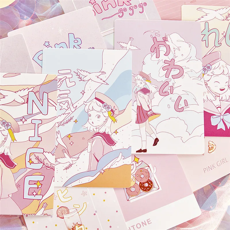 Nový 30 Listov/Set Ružové dievča Pohľadníc /Pohľadnice/Message Karty/Narodeniny List, Obálka Darčekové Karty