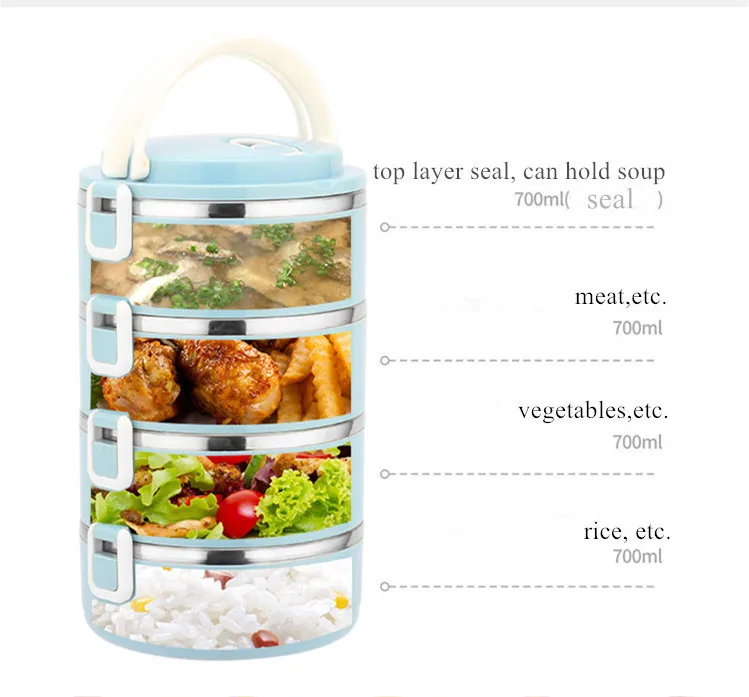 Nový 4 Vrstvy Z Nehrdzavejúcej Ocele Izolačné Desiatu Tepelnej Bento Box Potravín Kontajner Snack Organizátor Tiffin Lunchbox Pre Deti
