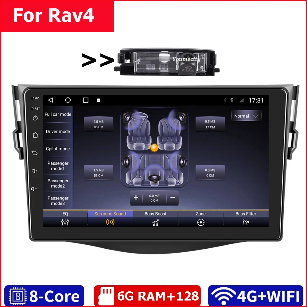 Nový Android 10.0 Auto Dvd Prehrávač Pre Rav4 Rádio S Gps Map, Bluetooth, Fotoaparát, USB Navitel 6GRAM 128GROM