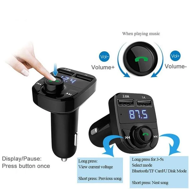 Nový Bluetooth Handsfree Telefonovanie do Auta Bluetoooth MP3 Dual Vysielač Nabíjačka Nabíja FM Auto Rýchly USB Auto Hráč Veľkoobchod