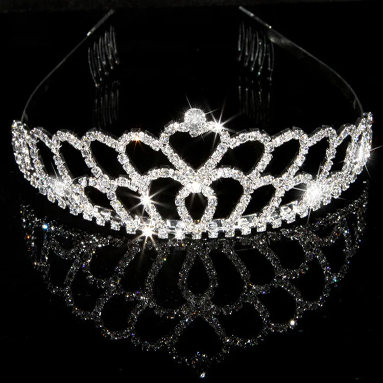 Nový dizajn Romatic koruny tiara elegantné broskyňa srdce drahokamu crystal vlasy, šperky, luxusné nevesta svadobné party dobre