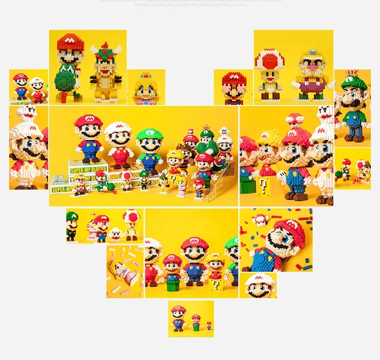 Nový Komín Mario Bros Obrázok Diamond stavebným Juguetes Luigi Model 2100pcs+ Zmontované Mirco Tehly Hračky Pre Deti,
