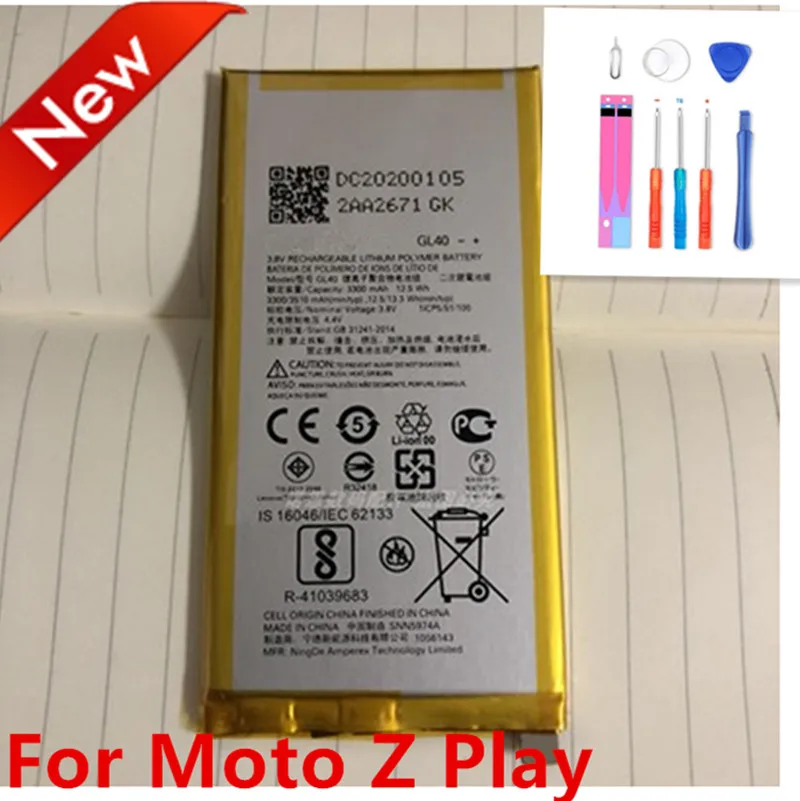 Nový, originálny 3510mAh Náhradné batérie GL40 Pre Motorola Moto Z Hrať Droid XT1635 XT1635-01 XT1635-02 XT1635-03