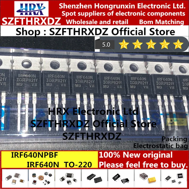 Nový, originálny IRF640NPBF TO220 IRF640N DO 220 MOSFET 200V 18A 150mOhm 50PCS/Tube (10PCS)