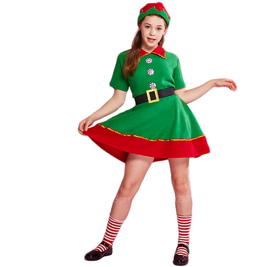 Nový Rok Grinch Šaty Elf Cosplay Kostýmy pre Deti, Dievčatá, Chlapcov Vianočný Večierok Vianoce, Santa Claus, Vianočné Výkon s Klobúk Dospelých
