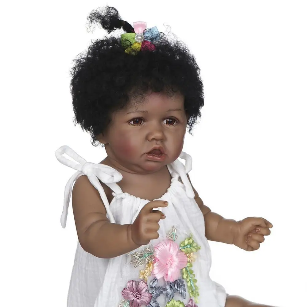 NPK 56 CM l African American Dieťa Mäkké Plné Telo Silicone Hand-made Podrobné Maľovanie Zberateľstvo Znovuzrodenie Bábika