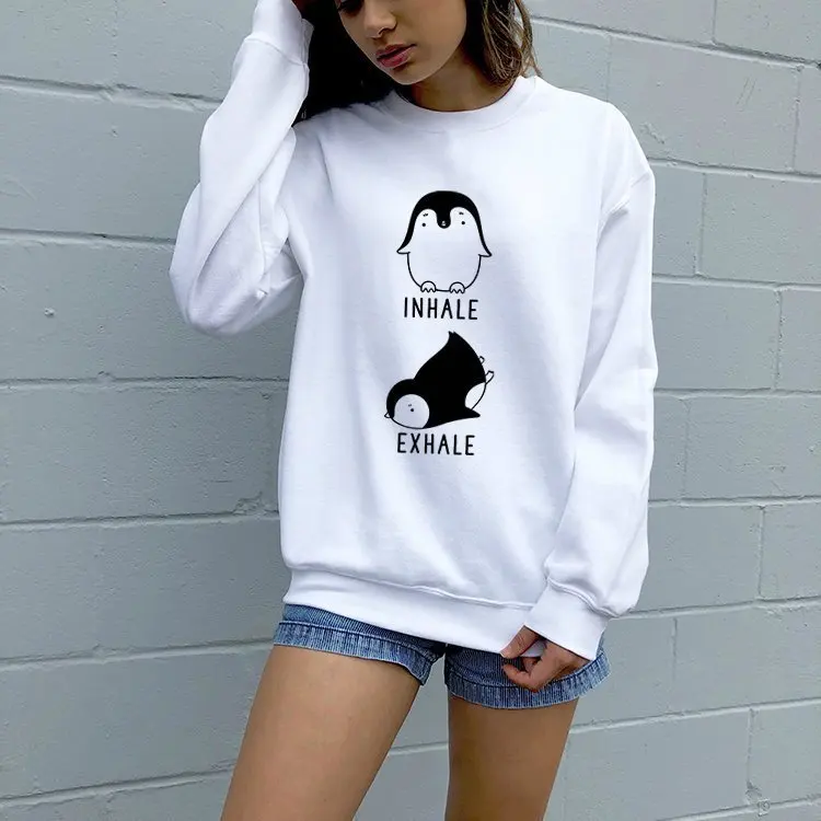 Nádych Výdych Penguin Mikina tumblr Módne Oblečenie Potenie Unisex Pulóvre, mikiny Jumper oblečenie Crewneck bežné topy