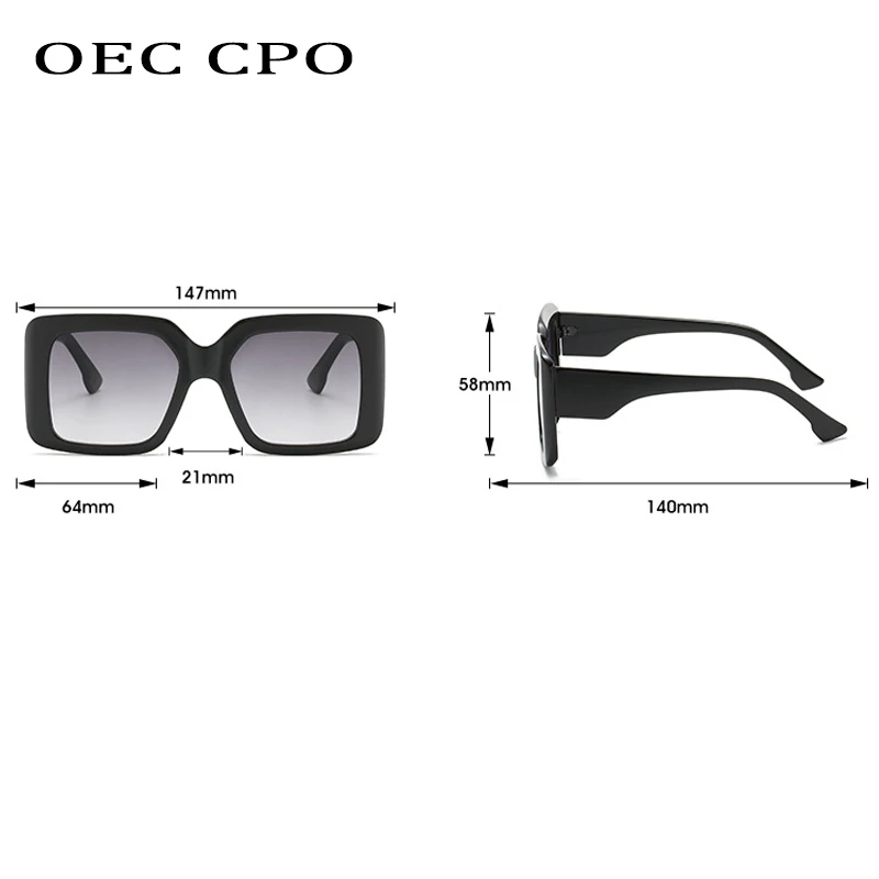 OEC CPO Nadrozmerné Námestie slnečné Okuliare Ženy Módnej Značky Flat Top Slnečné Okuliare Pre Ženy Gafas Tieni Retro Dámske Okuliare UV400