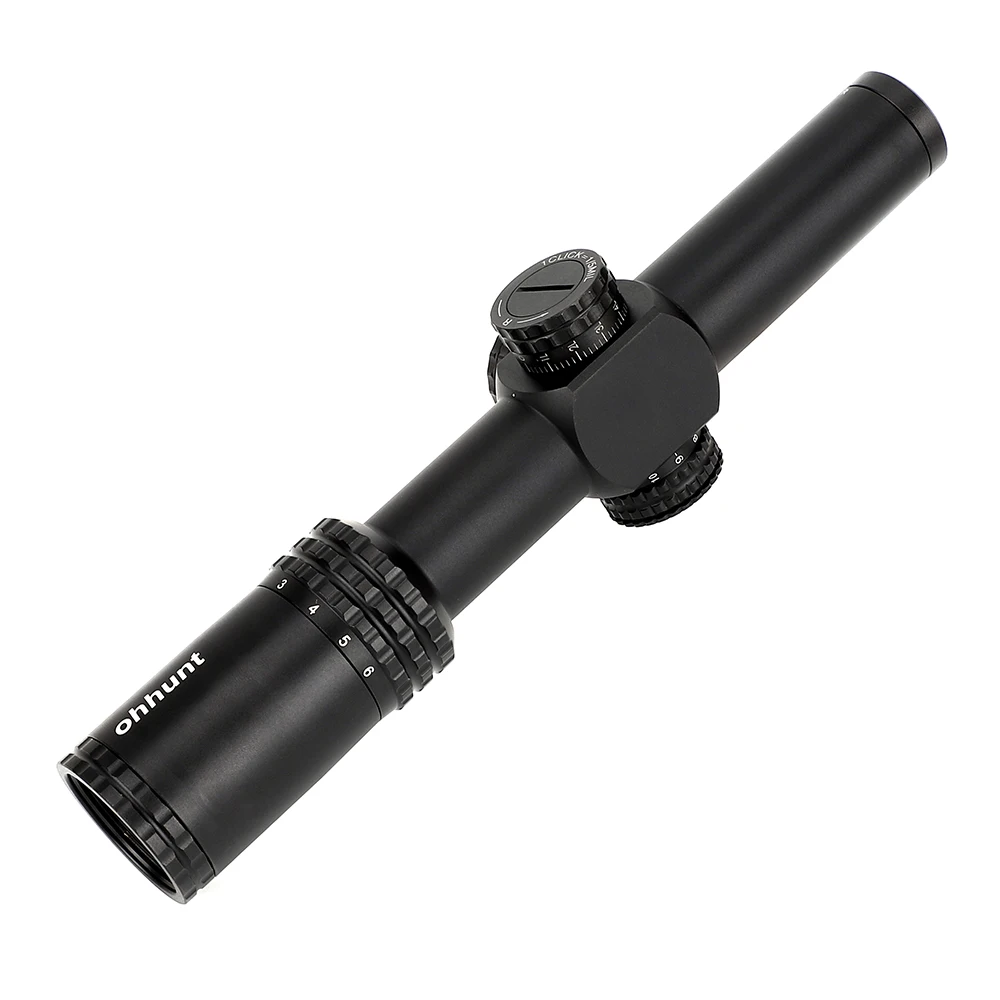 Ohhunt Guardian 1-6x24 IČ Kompaktný Rozsah Optické Mieridlá Sklo Reticle Červené Osvetlenie s Vežičky Reset Taktické Strieľať Riflescope
